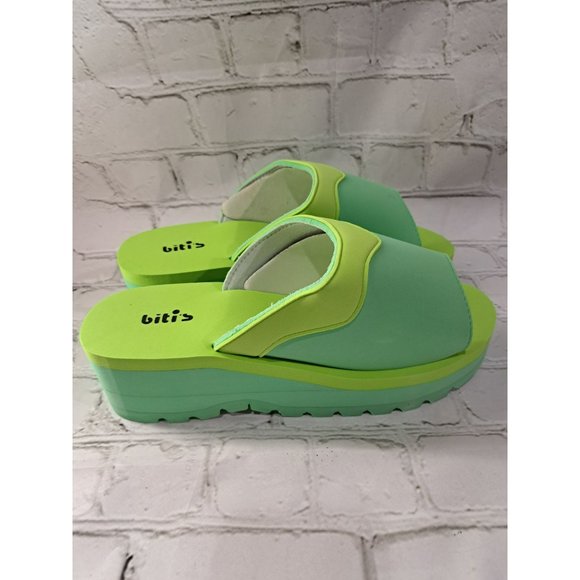 BITIS Super cool lightweight LIME green platform sandals NEW‎ - Picture 2 of 6